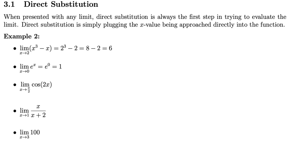 31 direct substitution when presented with any limit direct