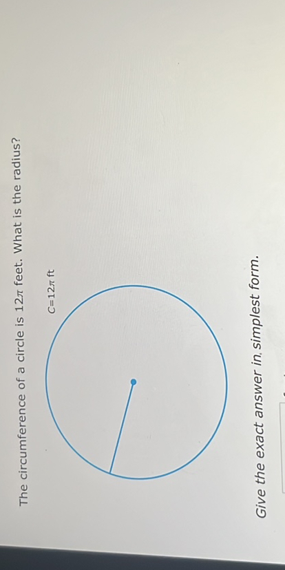 find the circumference of a circle with a radius of 12