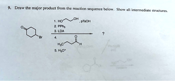 SOLVED: Draw the major product from the reaction sequence below. Show ...