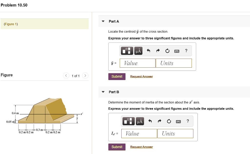 SOLVED: Problem 10.50 Part A (Figure 1 Locate the centroid y of the ...