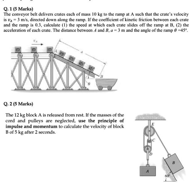 SOLVED Q.1(5Marks) The conveyor belt delivers crates each of mass 10