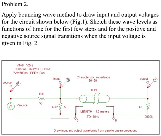 Problem 2. Apply bouncing wave method to draw input and output voltages ...