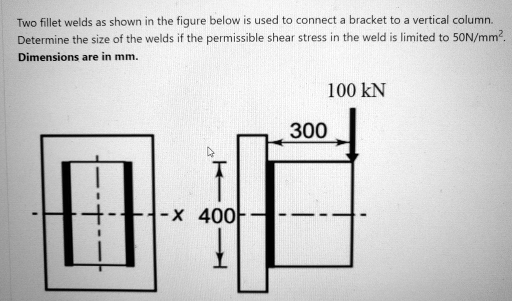 Filet Column Two fillet welds as shown in the figure below is used to connect a ...