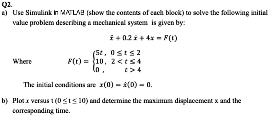 SOLVED: –> SOLVE USING SIMULINK!!!! SOLVE USING SIMULINK!!!!