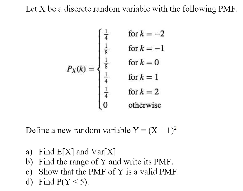 Solved Let X Be A Discrete Random Variable With The Following Pmf 4 8 8 Px K 4 4 0 For K 9030