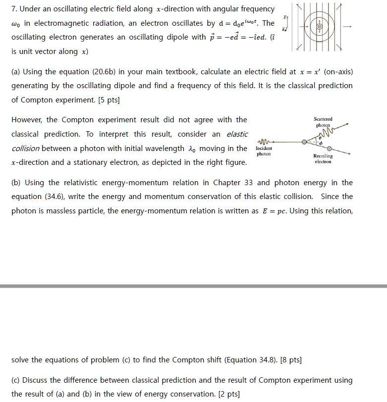 SOLVED Under an oscillating electric field along the xdirection with