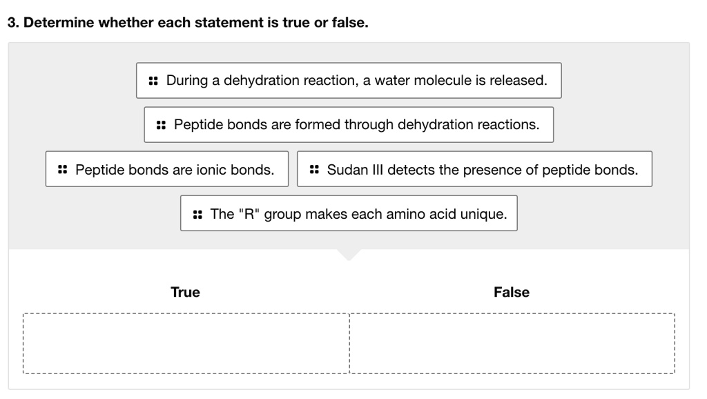 SOLVED: 3. Determine whether each statement is true or false. During