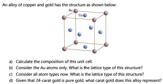 SOLVED: An alloy of copper and gold has the structure as shown below ...