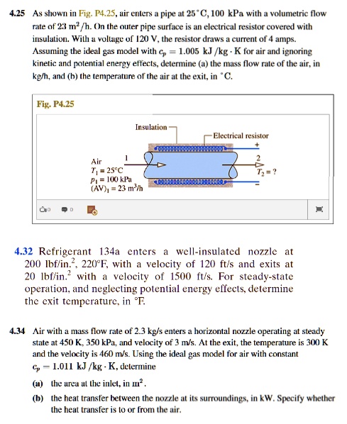 VIDEO solution: 4.25 As shown in Fig. P4.25, air enters a pipe at 25Â°C ...