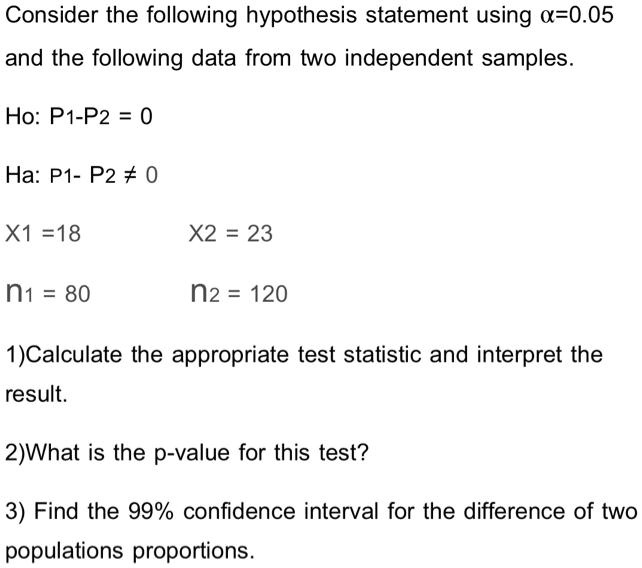 SOLVED Consider the following hypothesis statement using Î± = 0.05 and