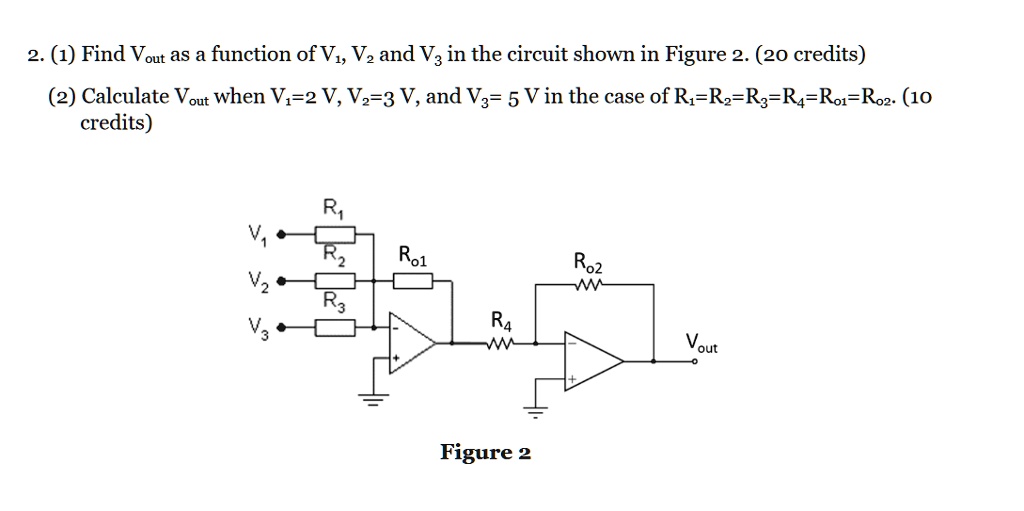 SOLVED: 2. () Find Vout as a function of V, V2, and V3 in the circuit ...