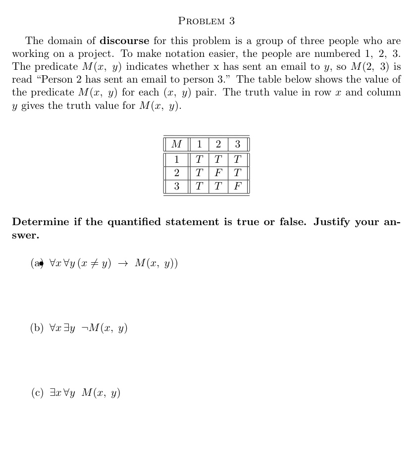 Problem 3 the domain of discourse for this problem is a...