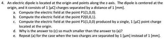 SOLVED: An electric dipole is located at the origin and points along ...