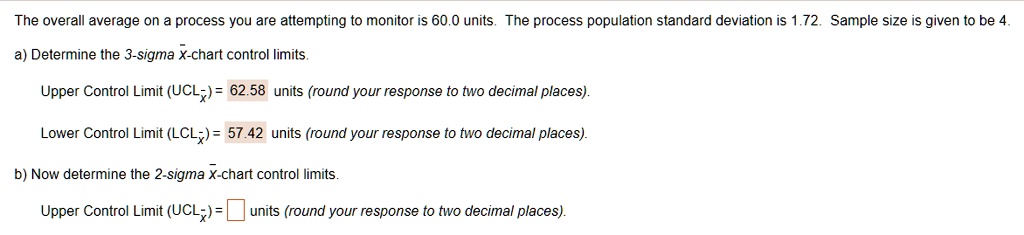 The overall average on a process you are attempting to monitor is 60.0 ...