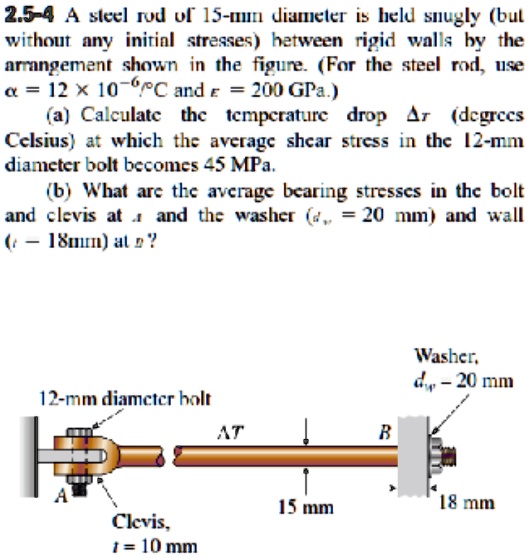 SOLVED 2.54 A steel rod of 15mm diameter is held snugly (but without