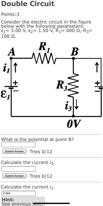 SOLVED Double Circuit Points 3 Consider the electric circuit in