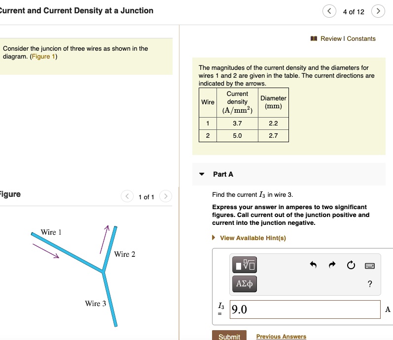SOLVED: Current and Current Density at a Junction 4 of 12 Review ...