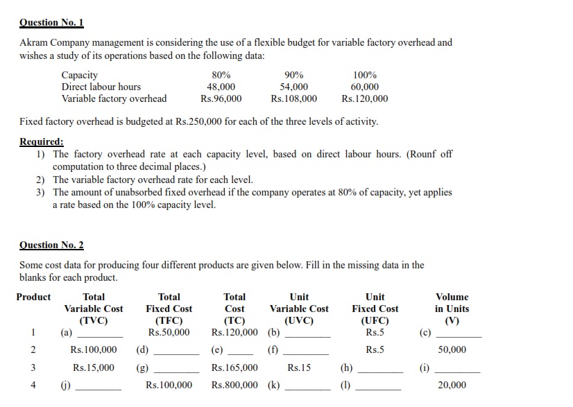 Ouestion No. 1 Akram Company management is considering the use of a ...