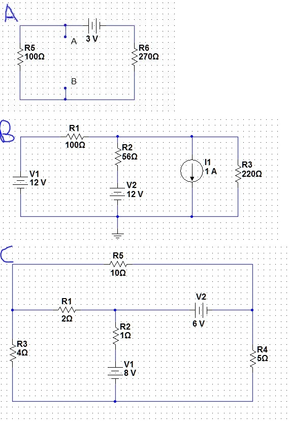 SOLVED: 1. In diagram A find the Thevenin equivalent circuit as seen ...
