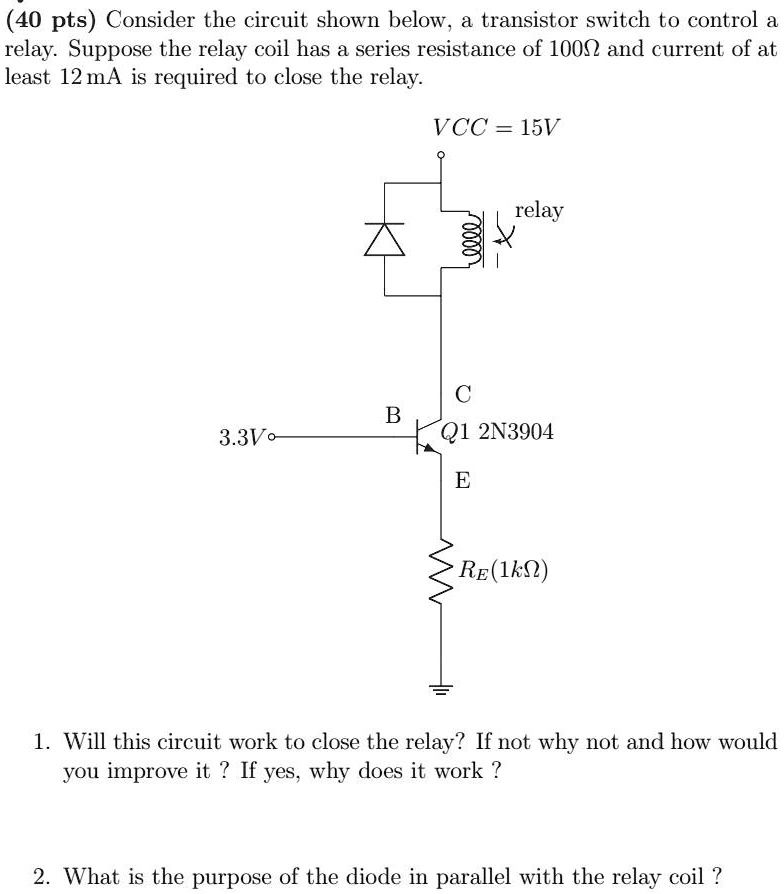 SOLVED Consider the circuit shown below, a transistor switch to