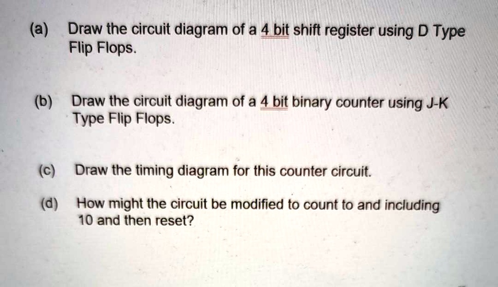 SOLVED: (a) Draw the circuit diagram of a 4 bit shift register using D ...