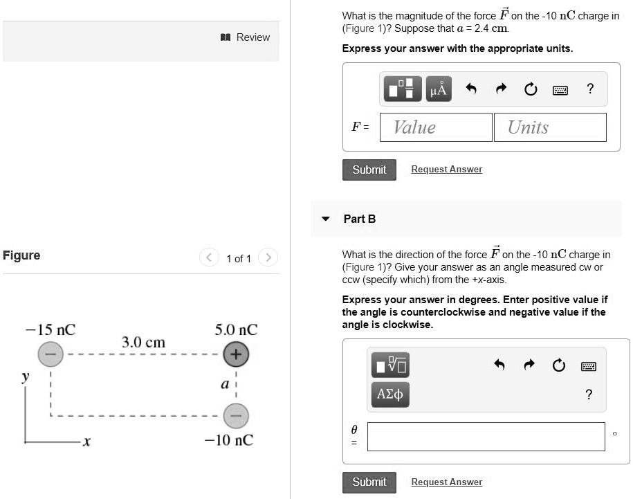 SOLVED What is the magnitude of the force F on the 10 nC charge in