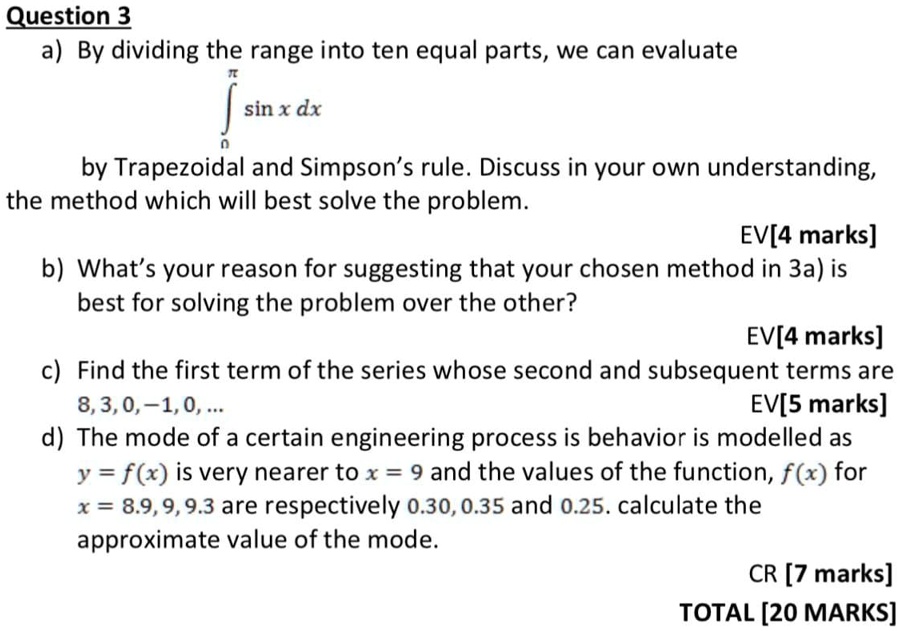 Question 3a) By dividing the range into ten equal parts, we can ...