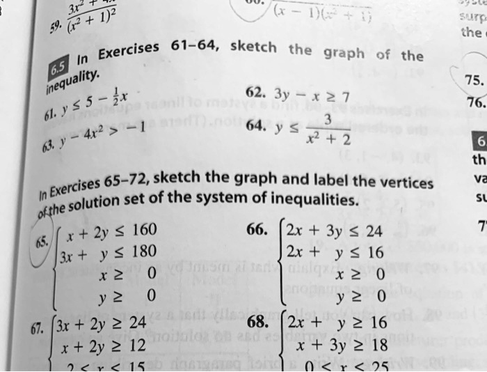 Solved Su6 The Exercises 61 64 Sketch The In Graph 0f The 65 Inequality 5 X 62 3y X 2 7 61 4r2 64 X 2 75 76