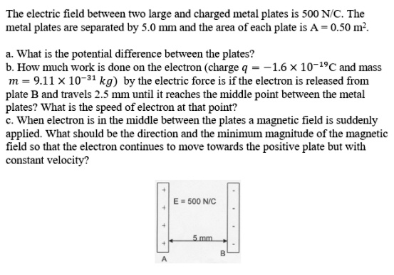 Solvedthe Electric Field Between Two Large And Charged Metal Plates Is