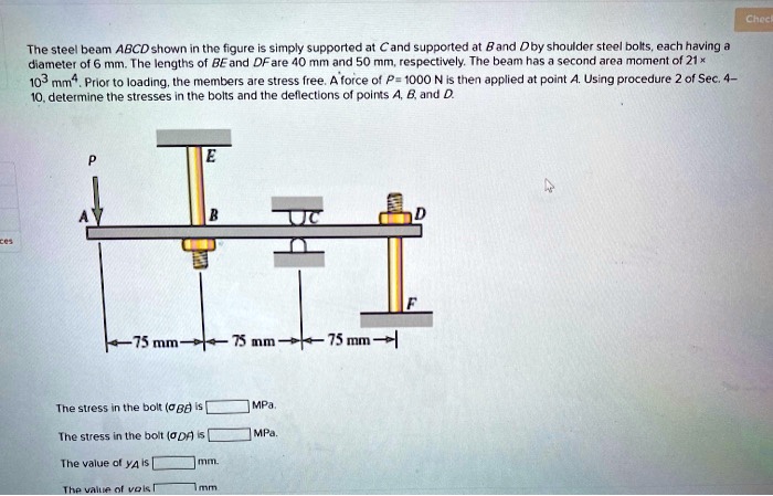 The steel beam ABCD shown in the figure is simply supported at C and ...