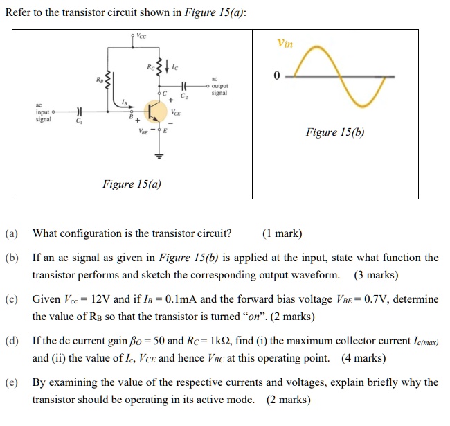 SOLVED: Text: Refer to the transistor circuit shown in Figure 15(a ...
