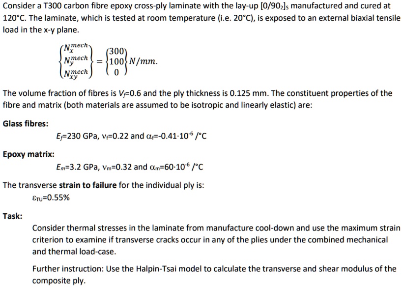 SOLVED Consider a T300 carbon fiber epoxy crossply laminate with the layup [0/90]s