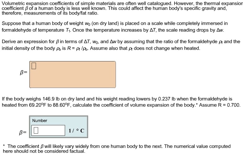 SOLVED: Volumetric Expansion Coefficients Of Simple Materials Are Often ...