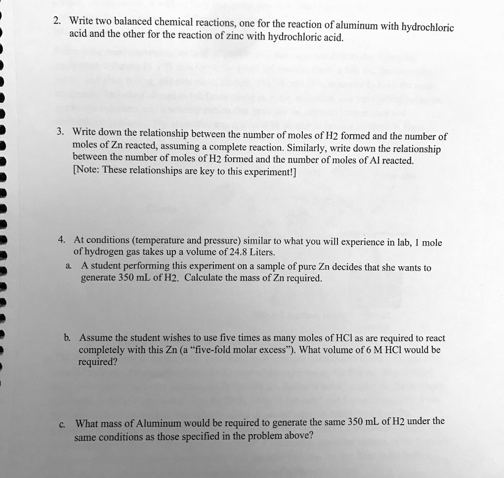 SOLVED Write two balanced chemical reactions, one for the reaction of