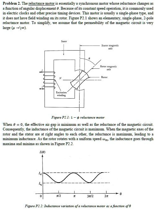 Problem 2. The reluctance motor is essentially a synchronous...