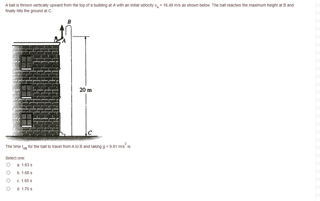 solved-a-ball-is-thrown-vertically-upward-from-the-top-of-a-building