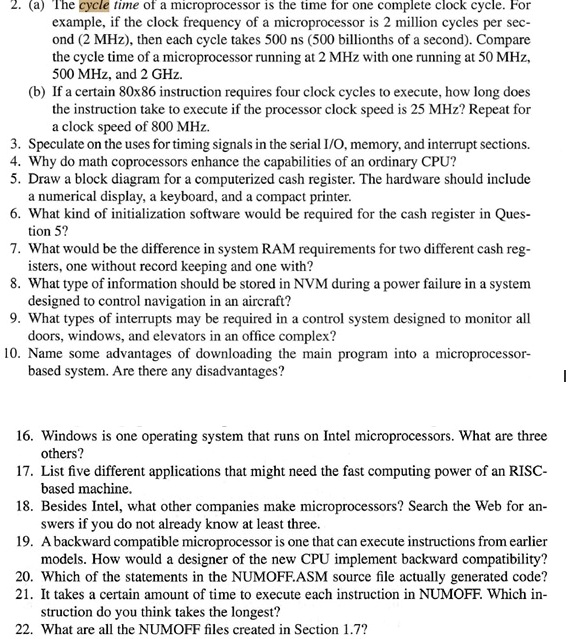 SOLVED Ch1 2, 10, 16, 18, and 22 (a) The cycle time for a microprocessor is the time for one