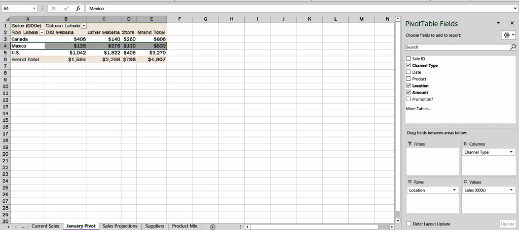 format the pivottable as follows to make it easier for benicio and ...
