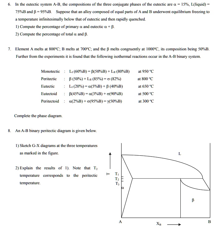 SOLVED: In The Eutectic System A-B, The Compositions Of The Three ...