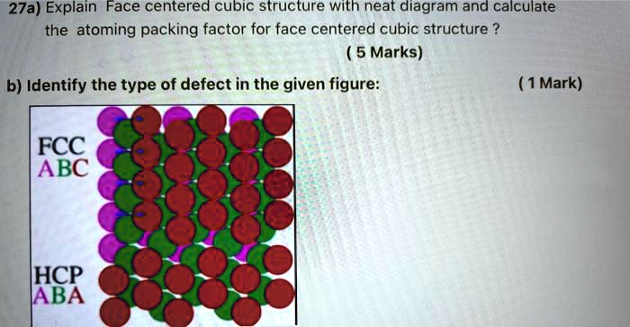 SOLVED: a) Explain Face-centered cubic structure with a neat diagram ...