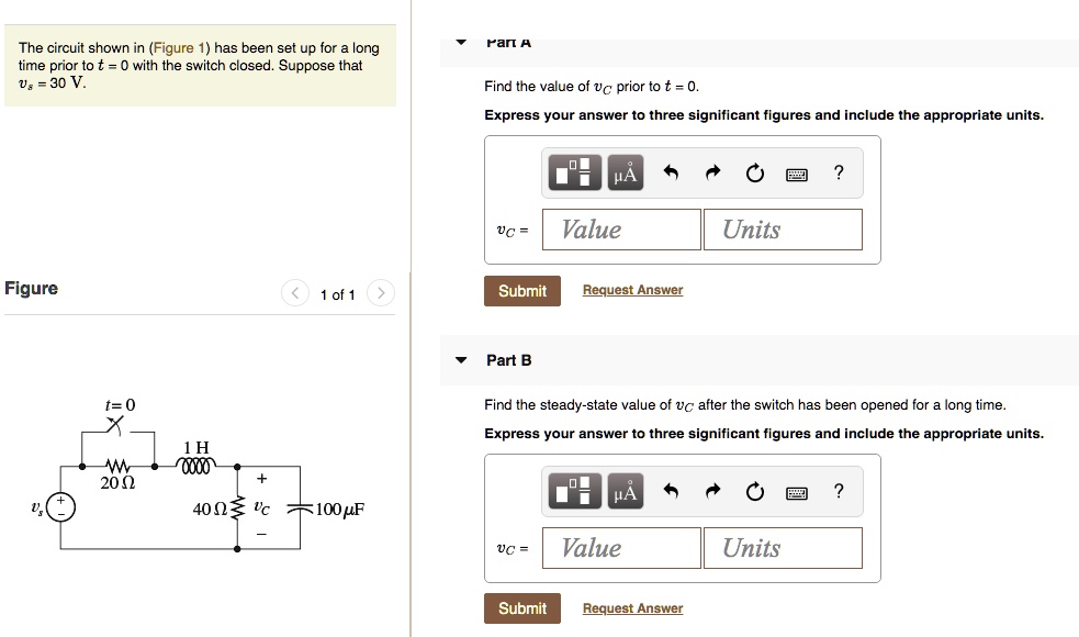 SOLVED: The circuit shown in Figure 1 has been set up for a long time ...