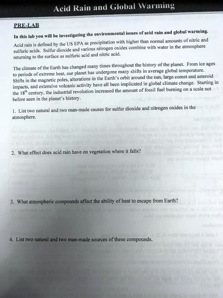 SOLVED Acid Rain and Global Warming The environmental issues of acid