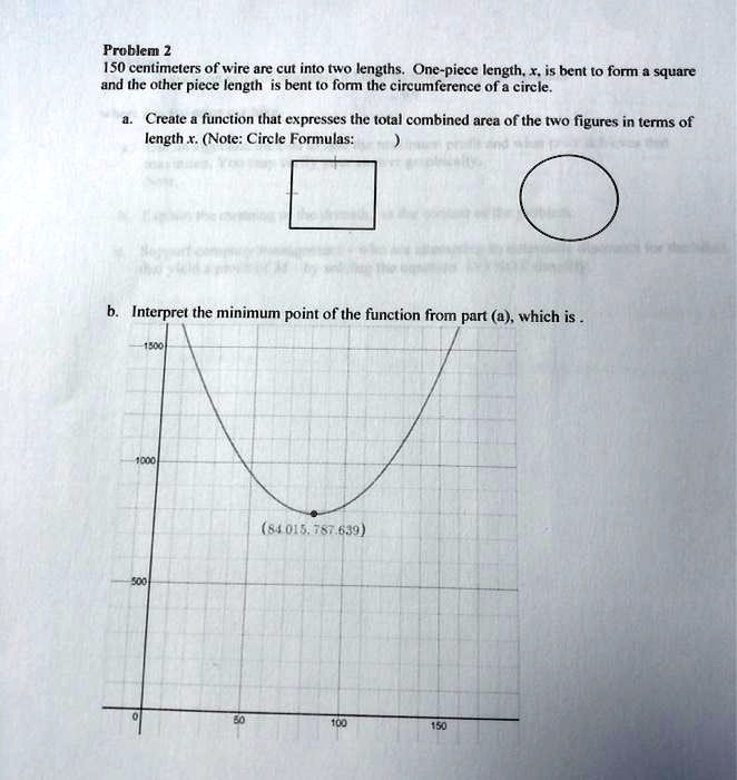 SOLVED: Problem 2: ISO centimeters of wire are cut into two lengths ...