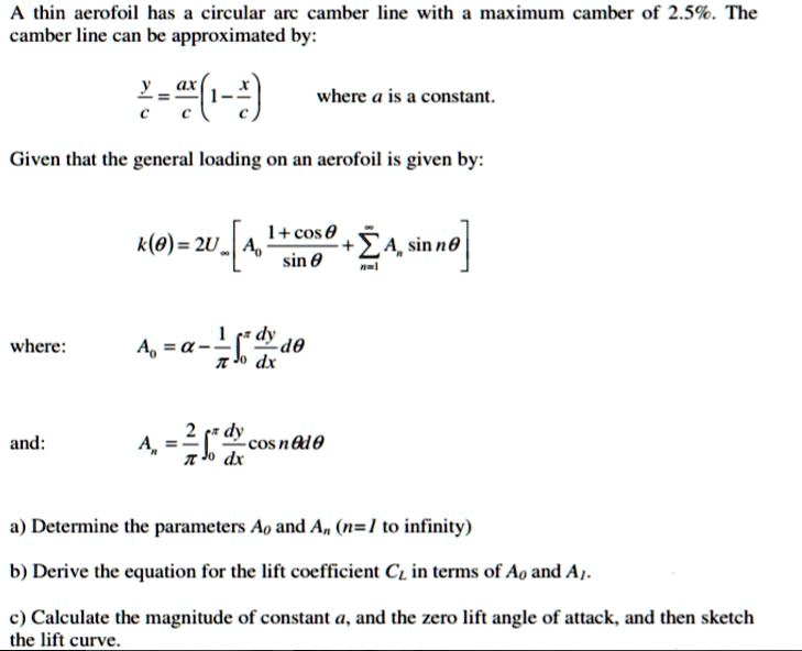 SOLVED A thin aerofoil has a circular arc camber line with a maximum