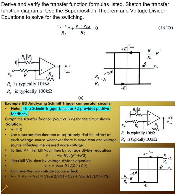 SOLVED: Derive and verify the transfer function formulas listed. Sketch ...
