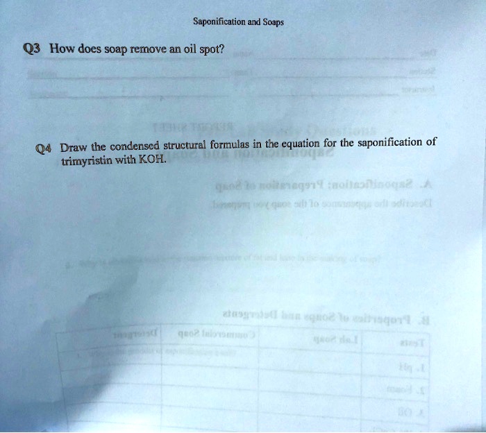 SOLVED Saponification and Soaps How does soap remove an oil spot? Draw