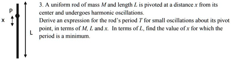 SOLVED:3. A uniform rod of mass M and length L is pivoted at a distance ...
