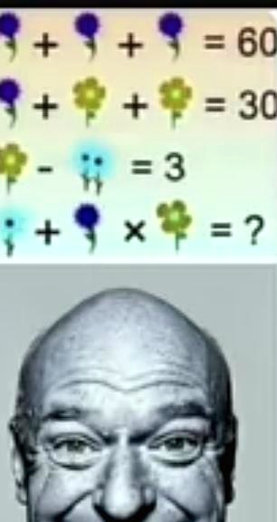 ? + ? + ? = 60 
? + ? + ? = 30 
? - ? = 3 
? + ?×? = ?