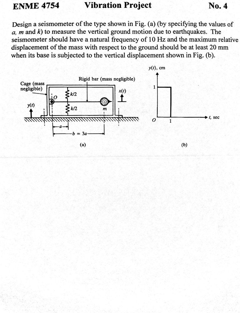 SOLVED: Design A Seismometer Of The Type Shown In Fig. (a) (by ...