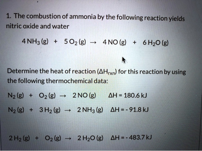 1. The combustion of ammonia by the following reactio… SolvedLib